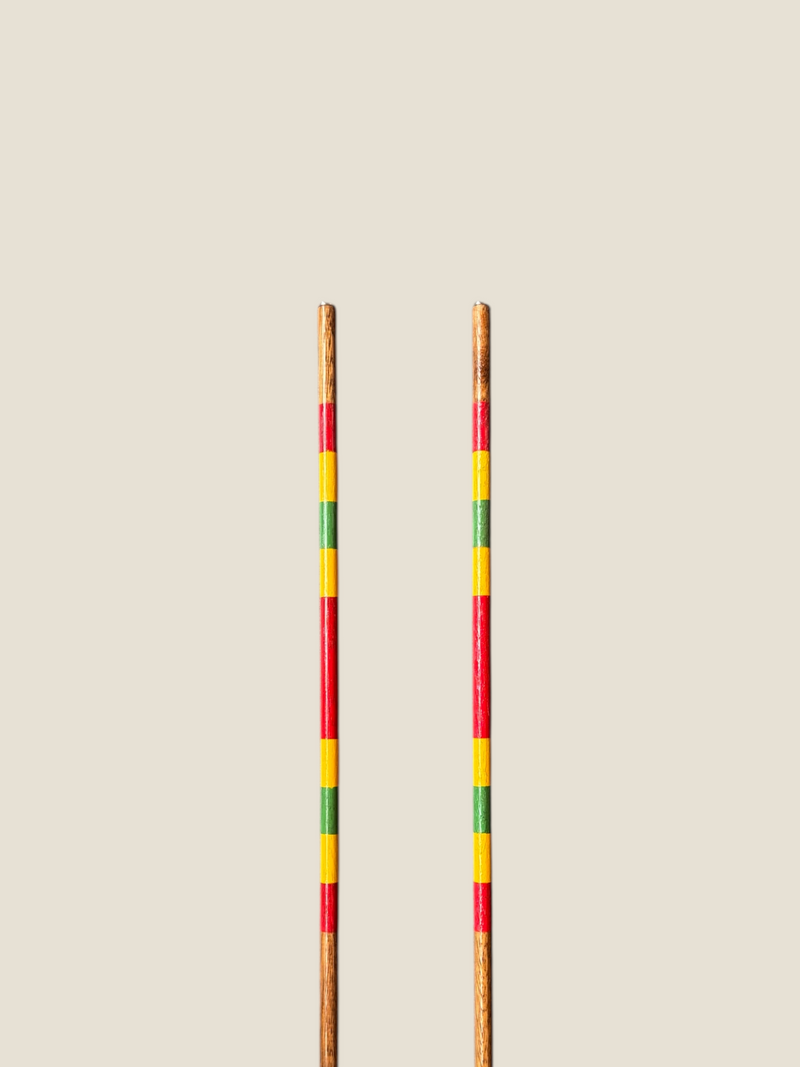 Aberdeen 45-inch stained hardwood golf alignment sticks, shown side by side.