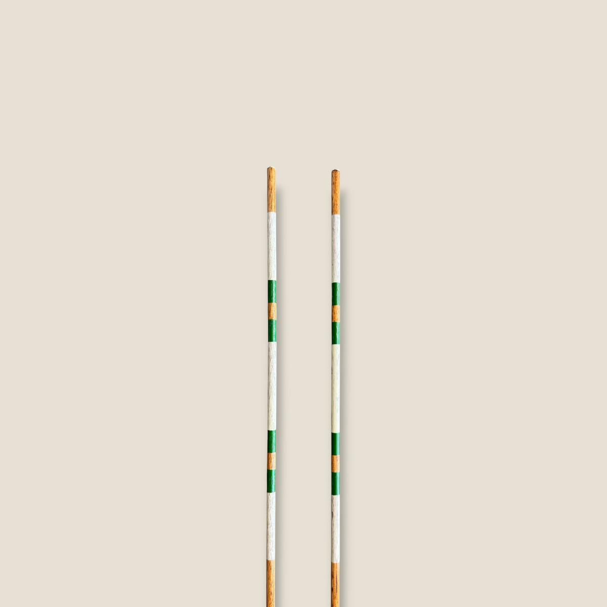 Sandy Pine 45-inch stained hardwood golf alignment sticks, shown side by side.